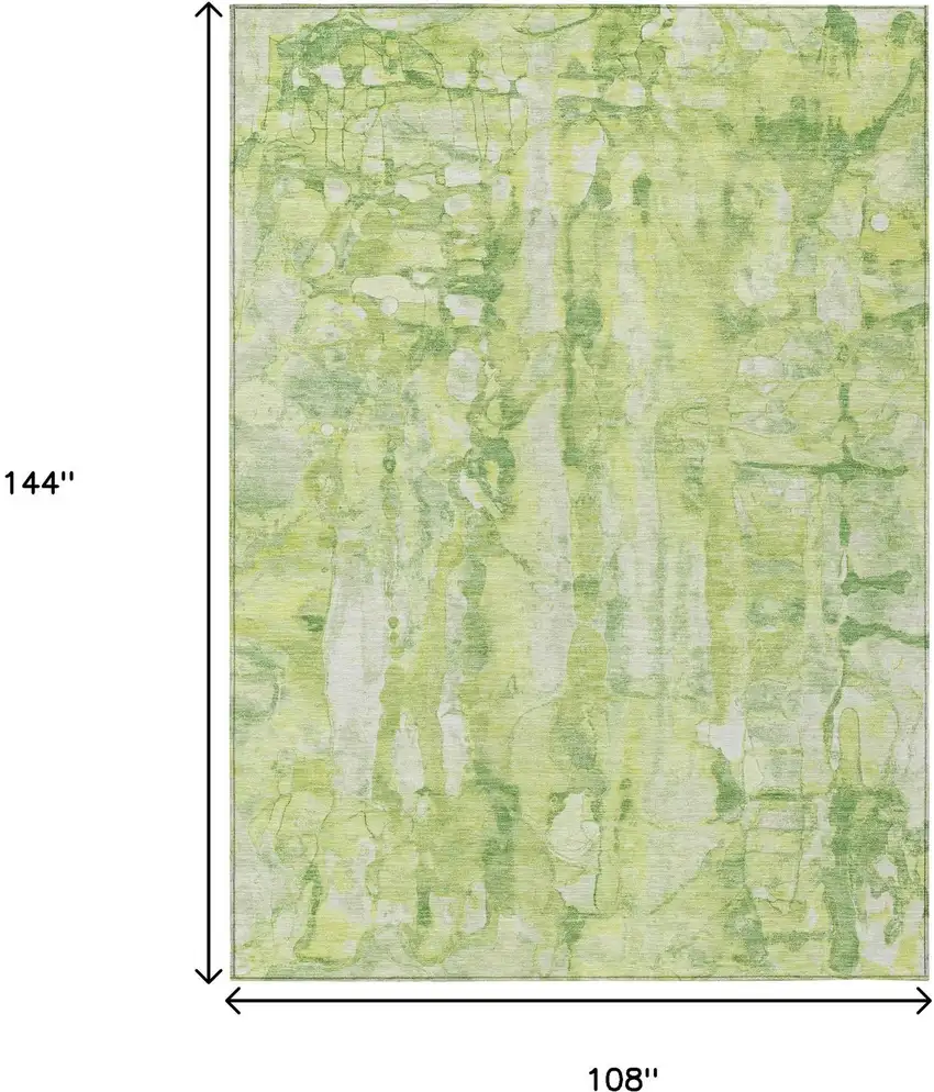 Lime Green And Ivory Abstract Washable Indoor Outdoor Area Rug Photo 3