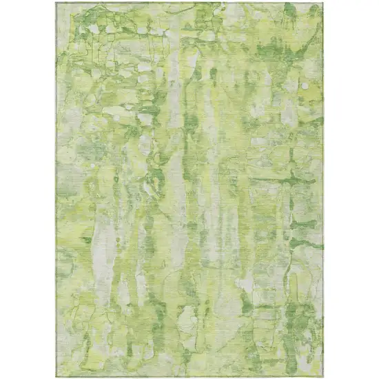Lime Green And Ivory Abstract Washable Indoor Outdoor Area Rug Photo 2