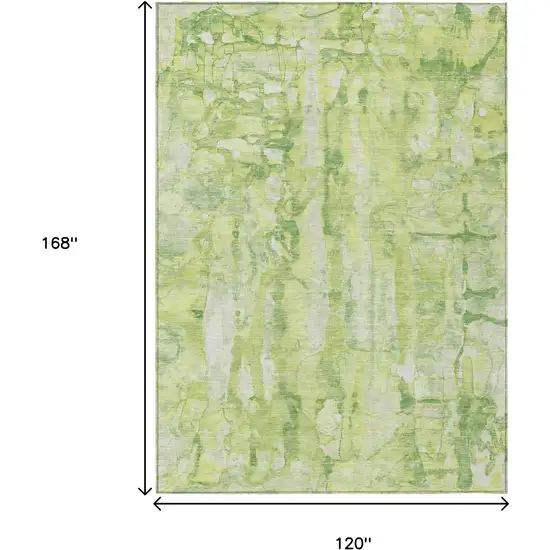 Lime Green And Ivory Abstract Washable Indoor Outdoor Area Rug Photo 3