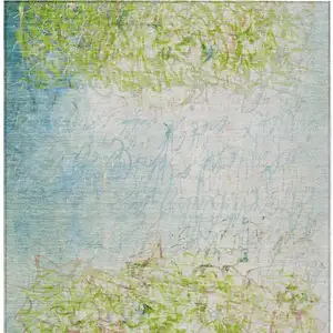 Photo of Lime Green And Ivory Abstract Washable Indoor Outdoor Area Rug