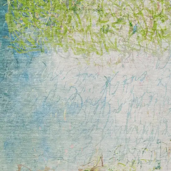 Lime Green And Ivory Abstract Washable Indoor Outdoor Area Rug Photo 2