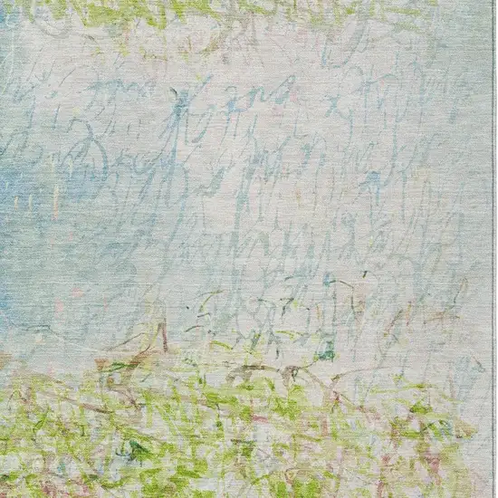 Lime Green And Ivory Abstract Washable Indoor Outdoor Area Rug Photo 2