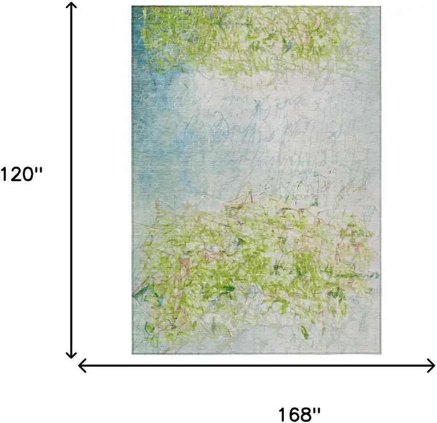 Lime Green And Ivory Abstract Washable Indoor Outdoor Area Rug Photo 6
