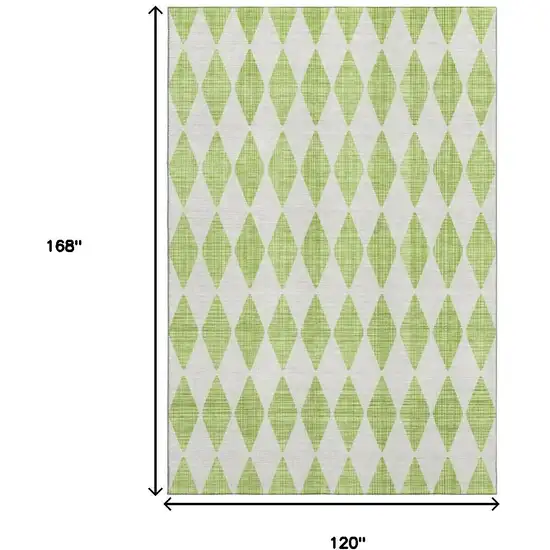 Lime Green And Ivory Diamond Washable Area Rug With UV Protection Photo 4