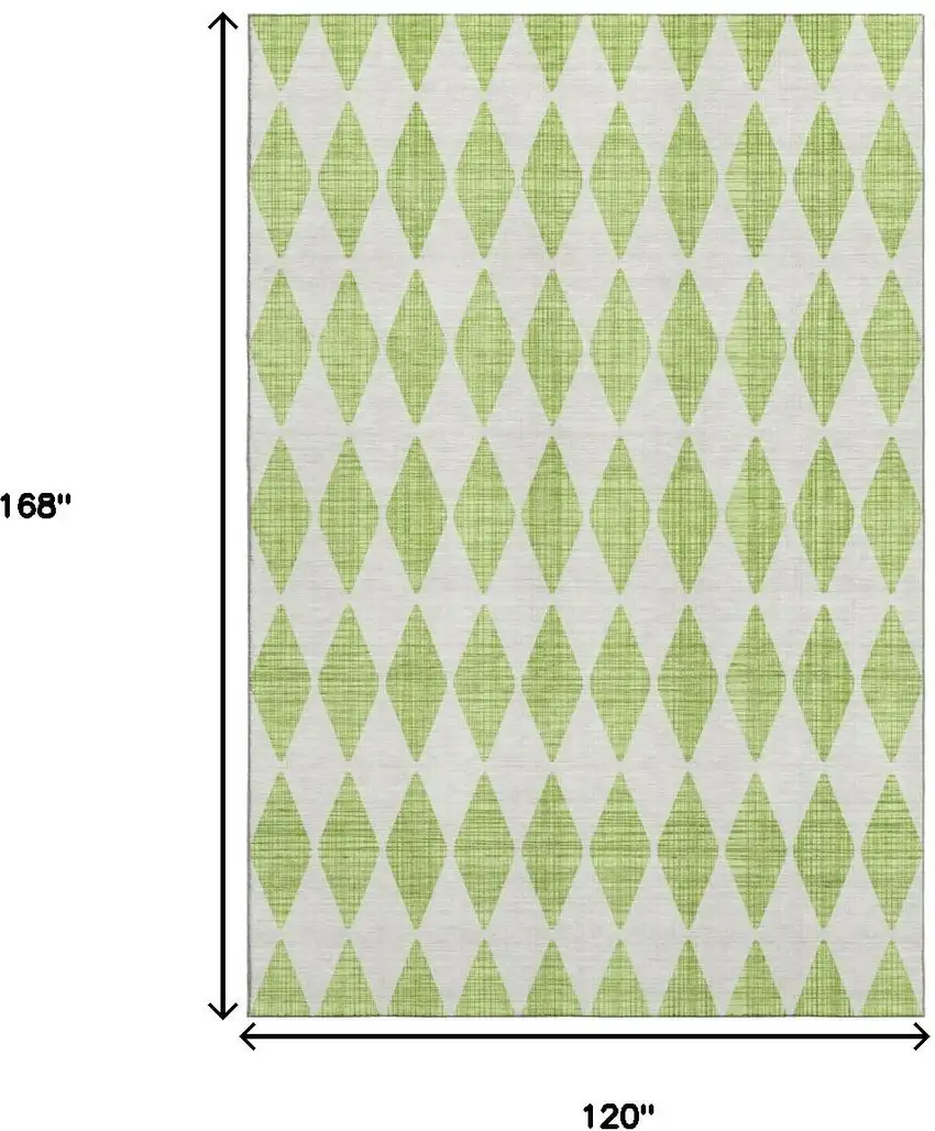 Lime Green And Ivory Diamond Washable Area Rug With UV Protection Photo 4