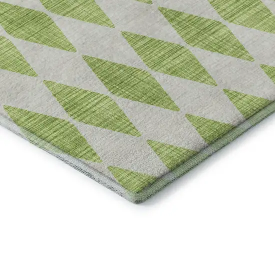 Lime Green And Ivory Diamond Washable Area Rug With UV Protection Photo 7