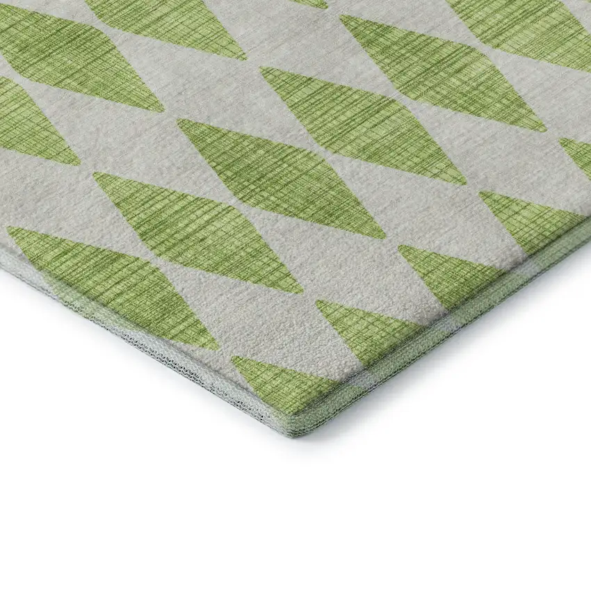 Lime Green And Ivory Diamond Washable Area Rug With UV Protection Photo 7