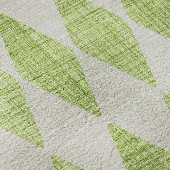 Lime Green And Ivory Diamond Washable Area Rug With UV Protection Photo 9