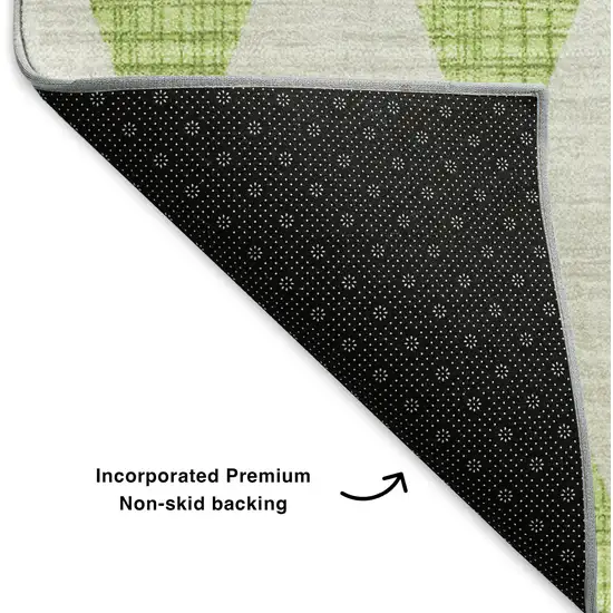 Lime Green And Ivory Diamond Washable Area Rug With UV Protection Photo 6