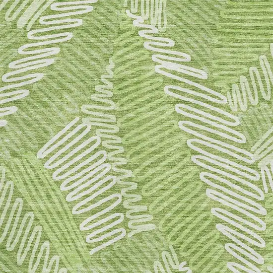 Lime Green And Ivory Floral Washable Area Rug With UV Protection Photo 3