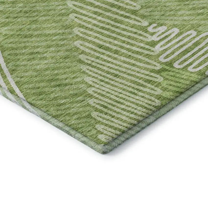 Lime Green And Ivory Floral Washable Area Rug With UV Protection Photo 8