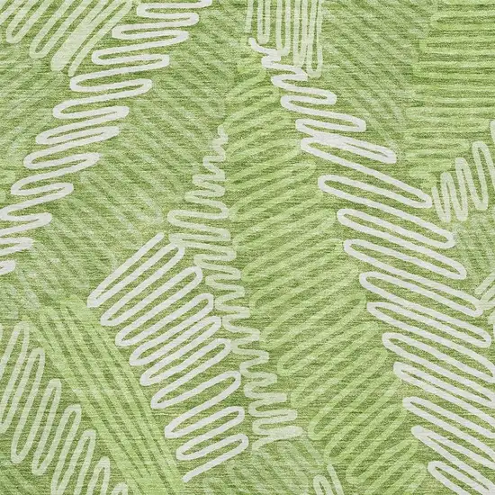 Lime Green And Ivory Floral Washable Area Rug With UV Protection Photo 3