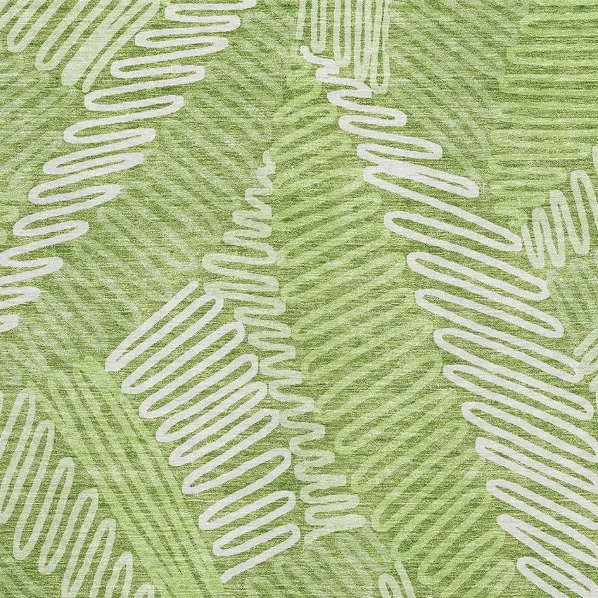 Lime Green And Ivory Floral Washable Area Rug With UV Protection Photo 3