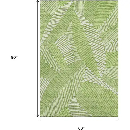 Lime Green And Ivory Floral Washable Area Rug With UV Protection Photo 3