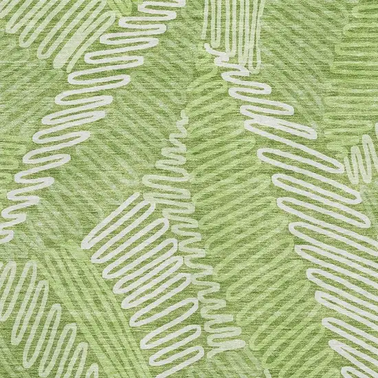 Lime Green And Ivory Floral Washable Area Rug With UV Protection Photo 3