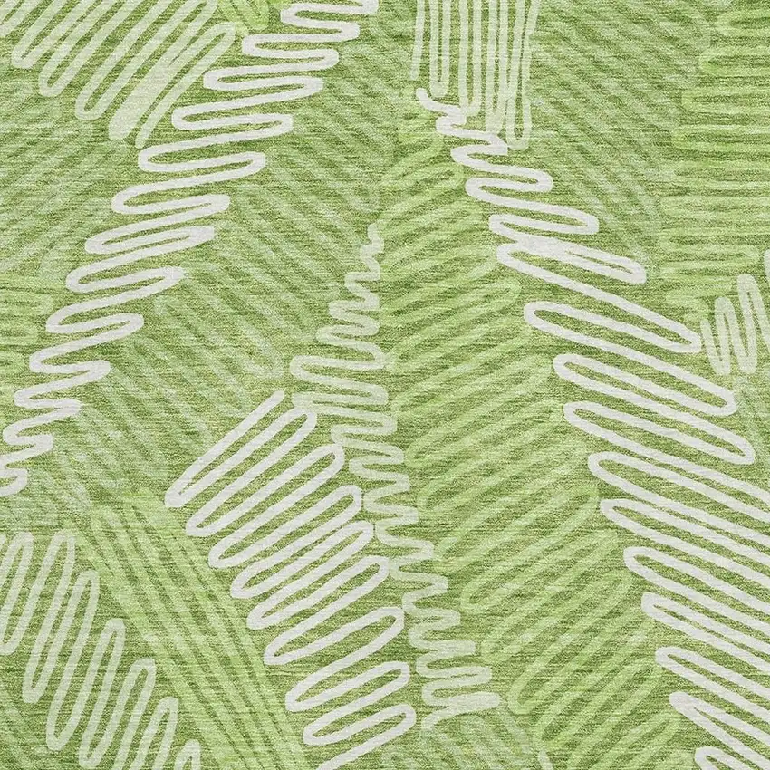 Lime Green And Ivory Floral Washable Area Rug With UV Protection Photo 3