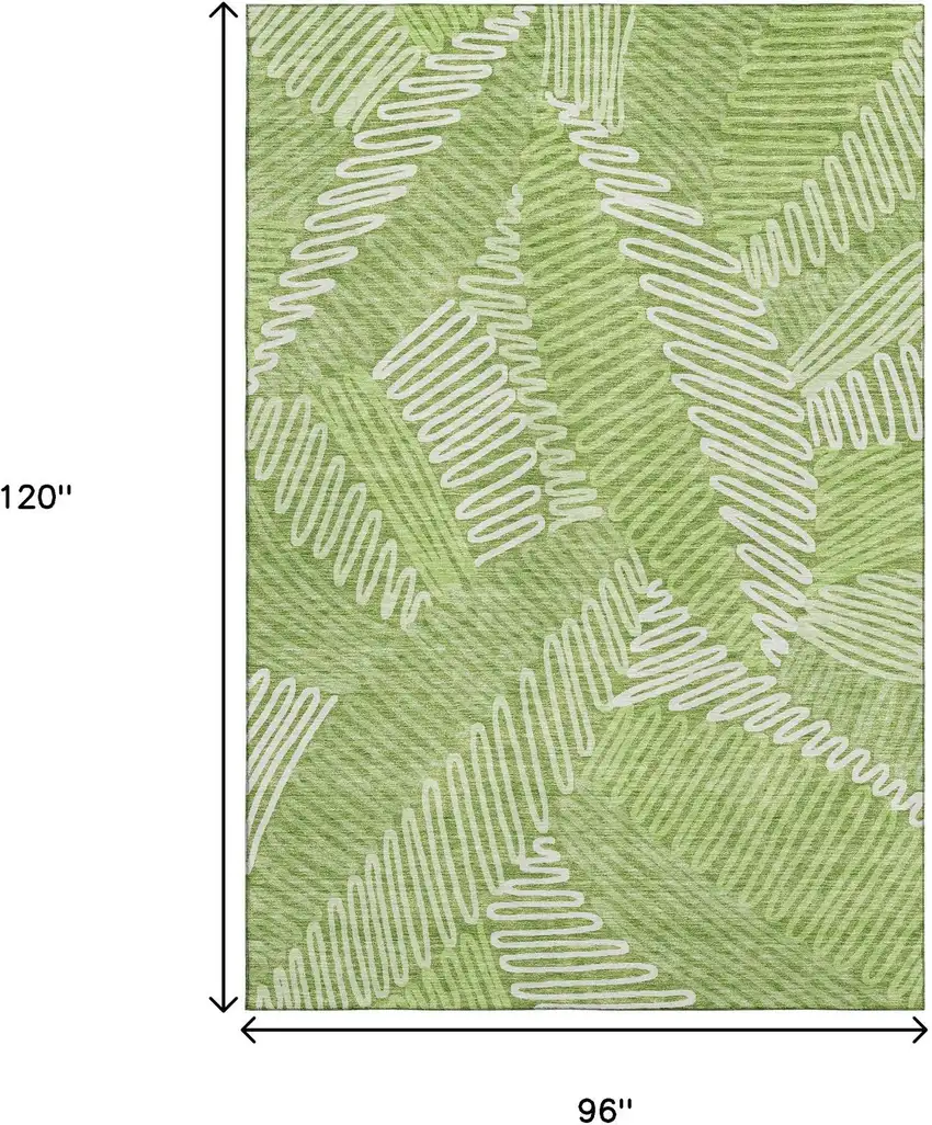Lime Green And Ivory Floral Washable Area Rug With UV Protection Photo 3