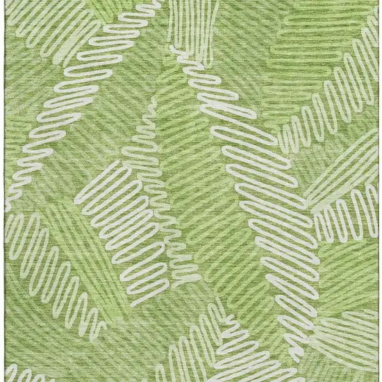 Lime Green And Ivory Floral Washable Area Rug With UV Protection Photo 4