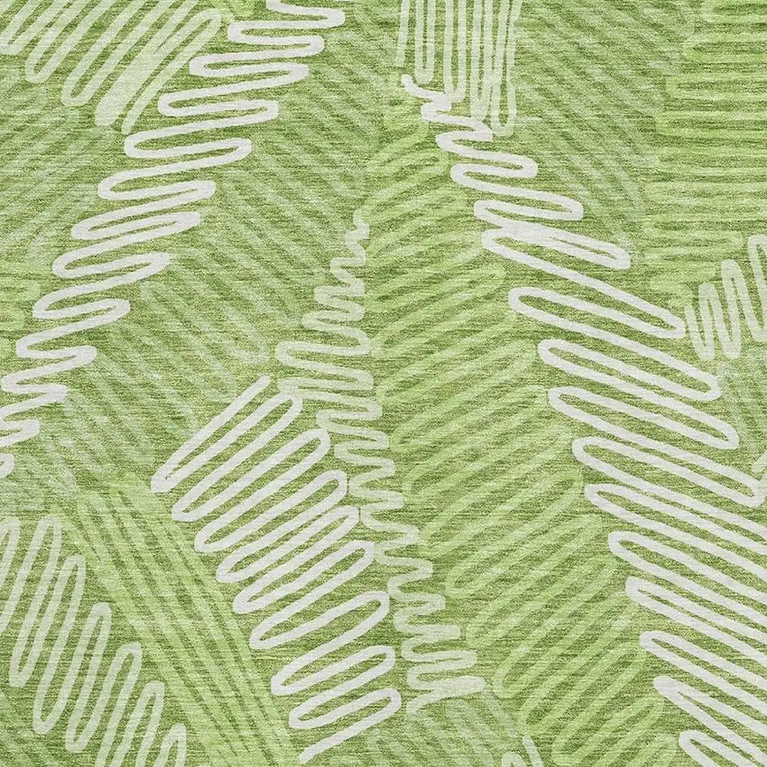 Lime Green And Ivory Floral Washable Area Rug With UV Protection Photo 3