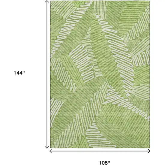 Lime Green And Ivory Floral Washable Area Rug With UV Protection Photo 3
