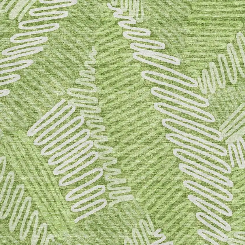 Lime Green And Ivory Floral Washable Area Rug With UV Protection Photo 3