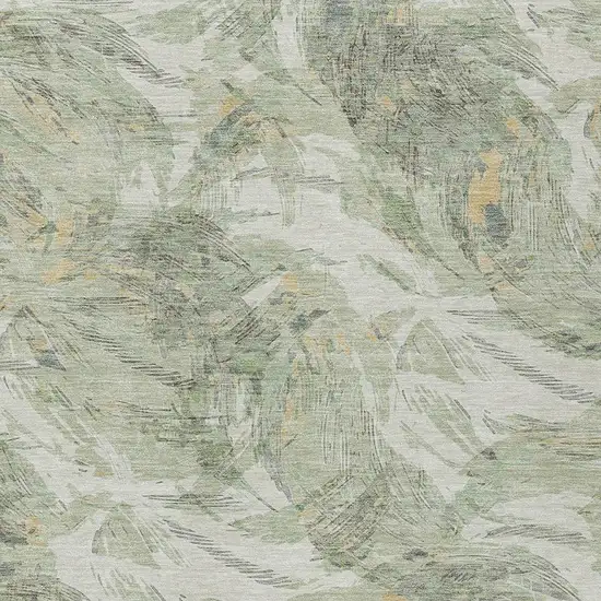 Lime Green And Ivory Floral Washable Indoor Outdoor Area Rug Photo 2