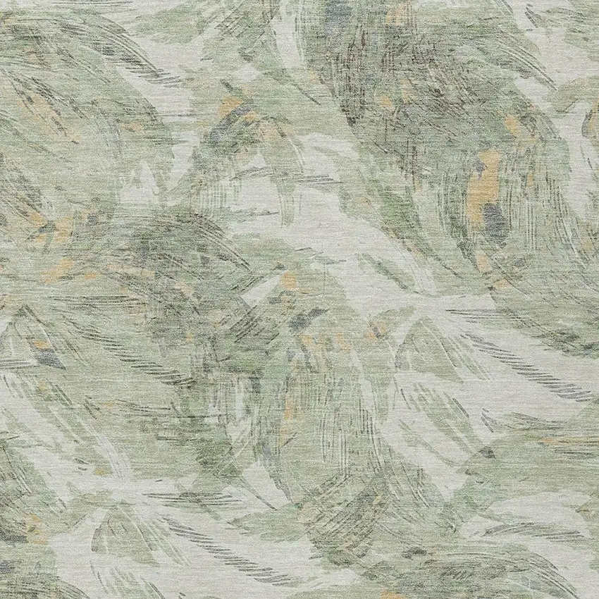 Lime Green And Ivory Floral Washable Indoor Outdoor Area Rug Photo 2