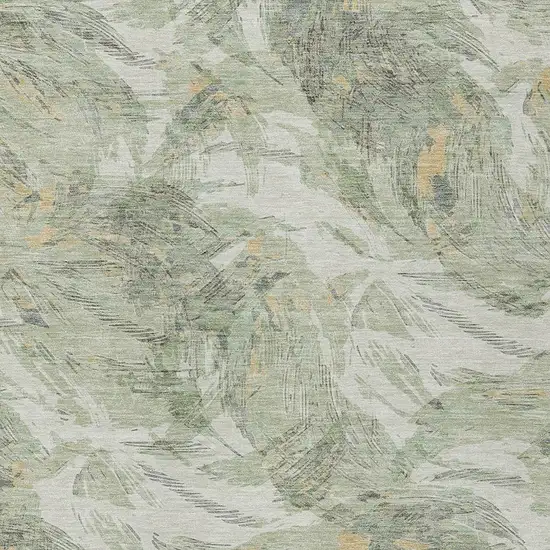 Lime Green And Ivory Floral Washable Indoor Outdoor Area Rug Photo 2