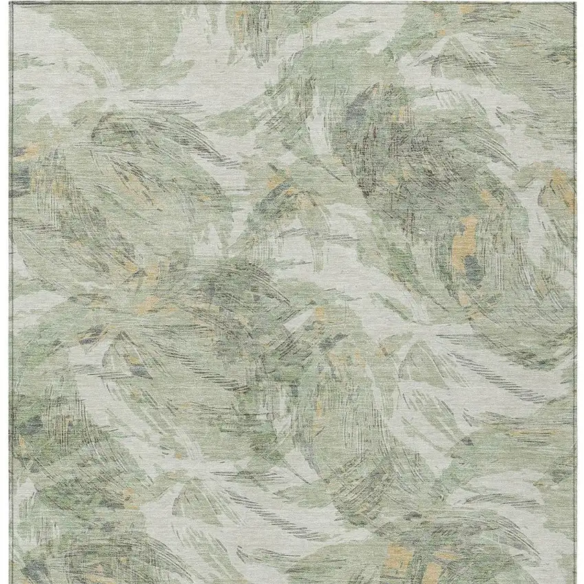 Lime Green And Ivory Floral Washable Indoor Outdoor Area Rug Photo 3