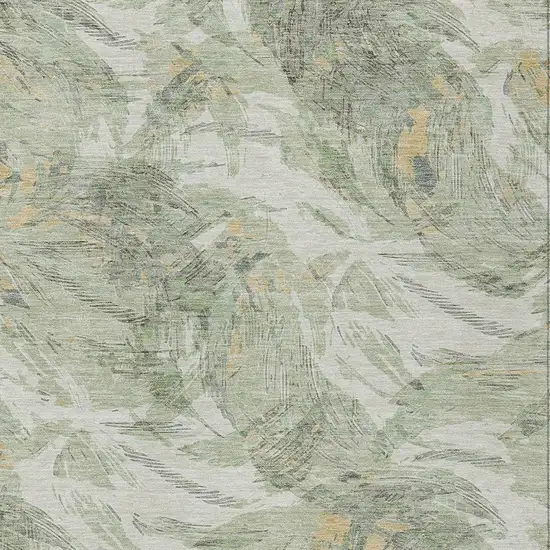 Lime Green And Ivory Floral Washable Indoor Outdoor Area Rug Photo 2