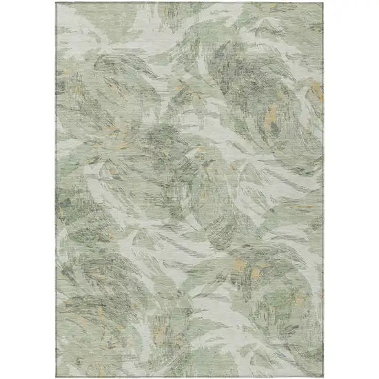 Lime Green And Ivory Floral Washable Indoor Outdoor Area Rug Photo 1