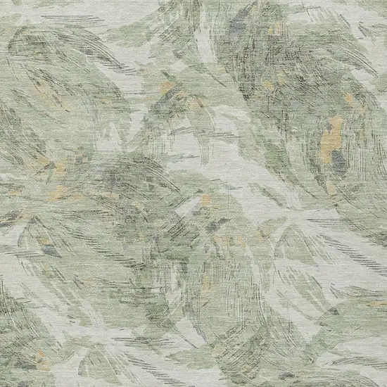 Lime Green And Ivory Floral Washable Indoor Outdoor Area Rug Photo 2