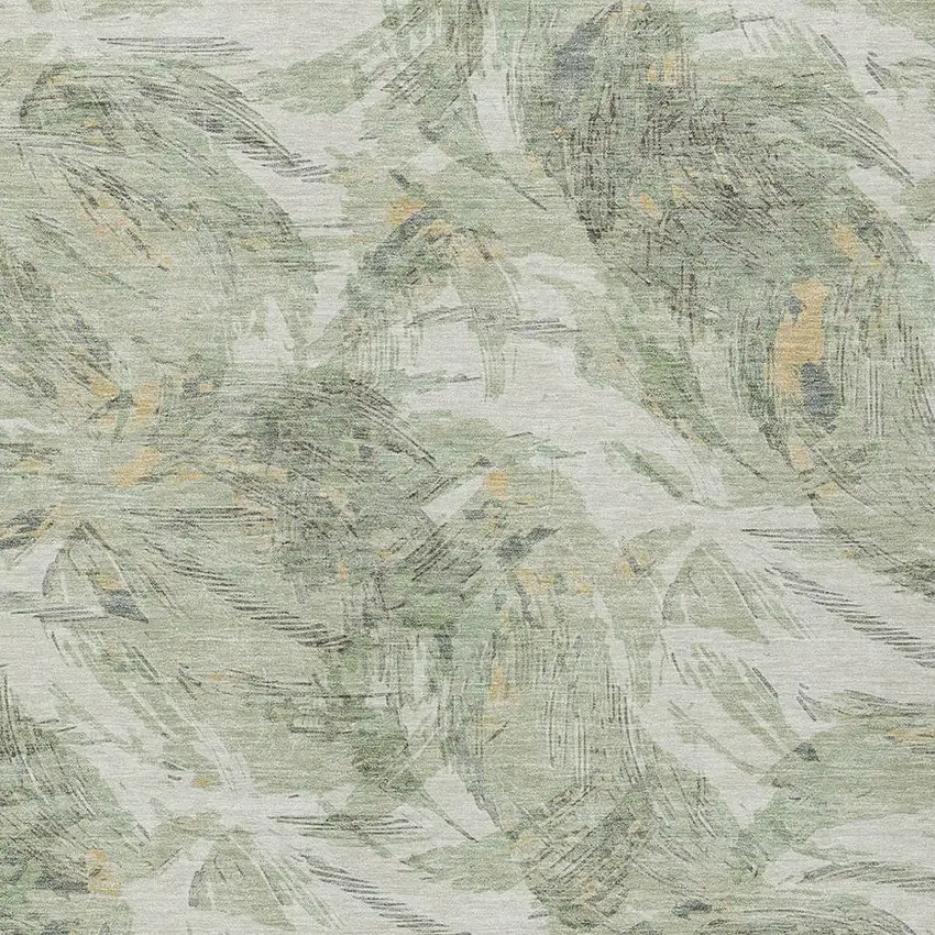 Lime Green And Ivory Floral Washable Indoor Outdoor Area Rug Photo 2