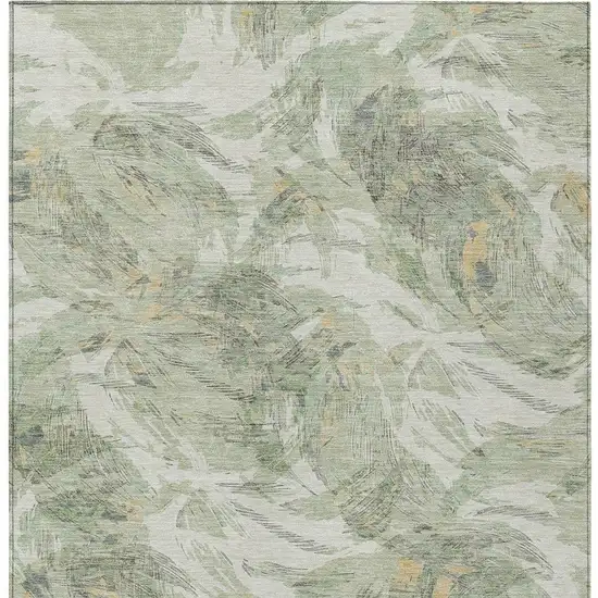 Lime Green And Ivory Floral Washable Indoor Outdoor Area Rug Photo 3