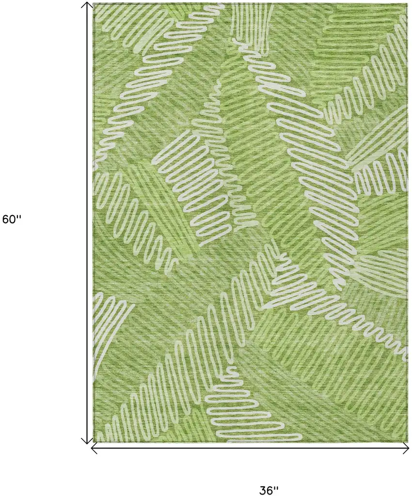 Lime Green And Ivory Floral Washable Indoor Outdoor Area Rug Photo 3