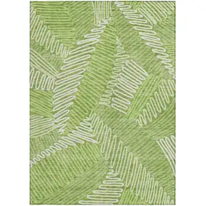 Photo of Lime Green And Ivory Floral Washable Indoor Outdoor Area Rug