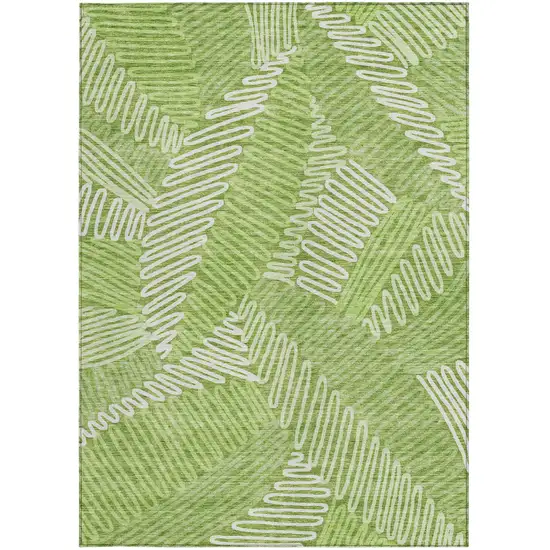 Lime Green And Ivory Floral Washable Indoor Outdoor Area Rug Photo 7