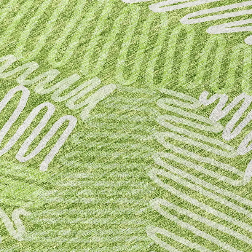 Lime Green And Ivory Floral Washable Indoor Outdoor Area Rug Photo 5