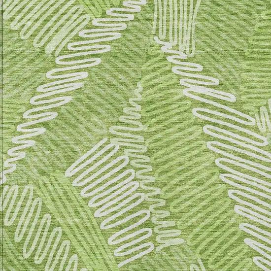 Lime Green And Ivory Floral Washable Indoor Outdoor Area Rug Photo 6