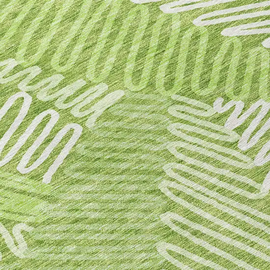 Lime Green And Ivory Floral Washable Indoor Outdoor Area Rug Photo 3