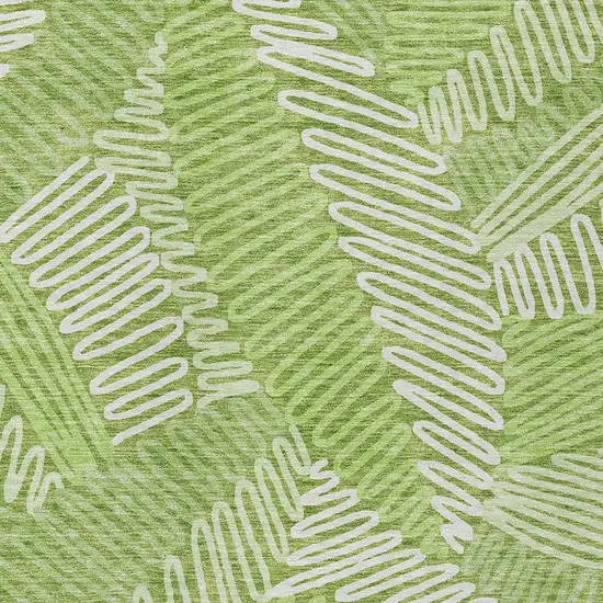 Lime Green And Ivory Floral Washable Indoor Outdoor Area Rug Photo 4