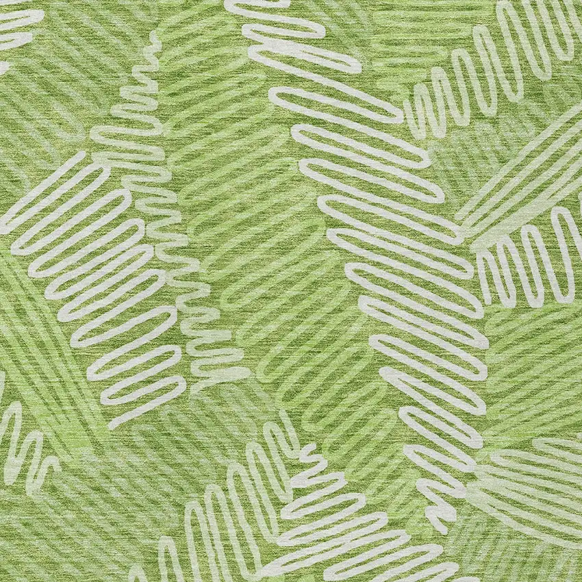 Lime Green And Ivory Floral Washable Indoor Outdoor Area Rug Photo 4