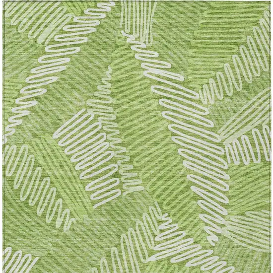 Lime Green And Ivory Floral Washable Indoor Outdoor Area Rug Photo 5