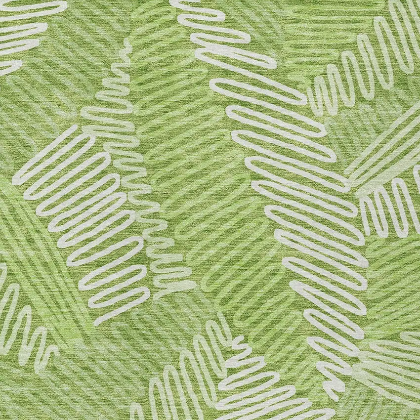 Lime Green And Ivory Floral Washable Indoor Outdoor Area Rug Photo 6