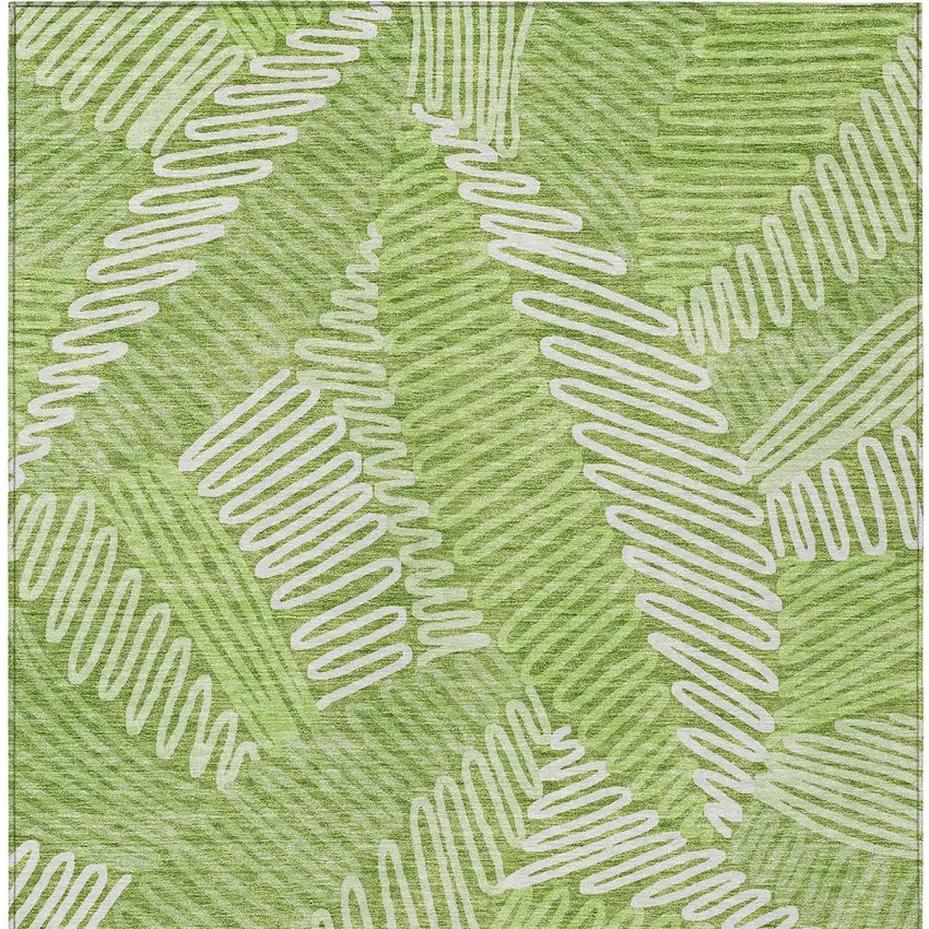 Lime Green And Ivory Floral Washable Indoor Outdoor Area Rug Photo 7