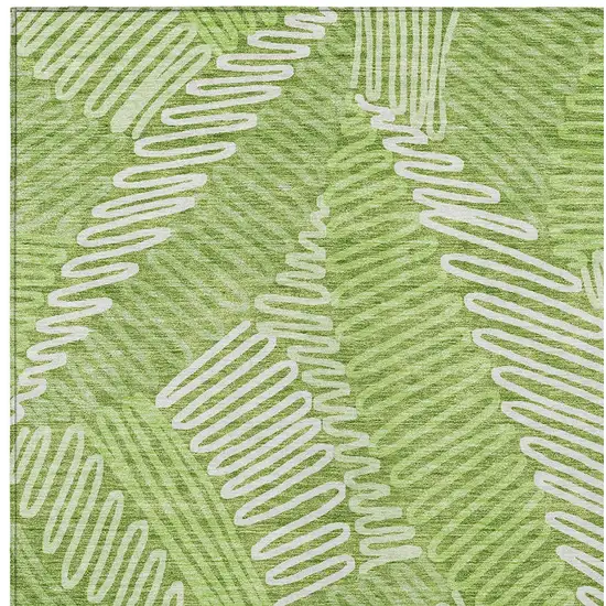 Lime Green And Ivory Floral Washable Indoor Outdoor Area Rug Photo 6