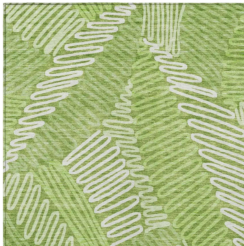 Lime Green And Ivory Floral Washable Indoor Outdoor Area Rug Photo 6