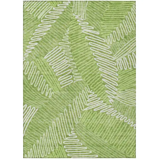 Lime Green And Ivory Floral Washable Indoor Outdoor Area Rug Photo 2