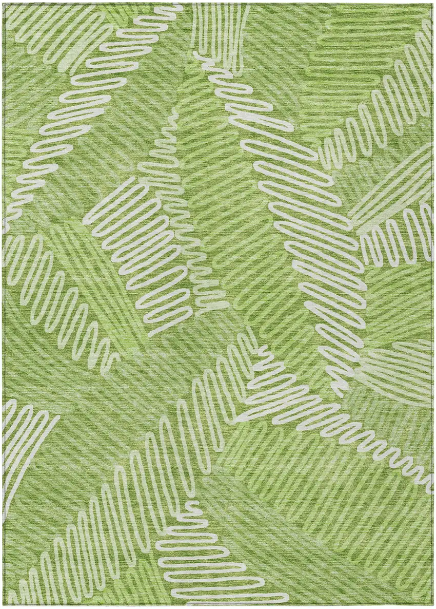 Lime Green And Ivory Floral Washable Indoor Outdoor Area Rug Photo 2