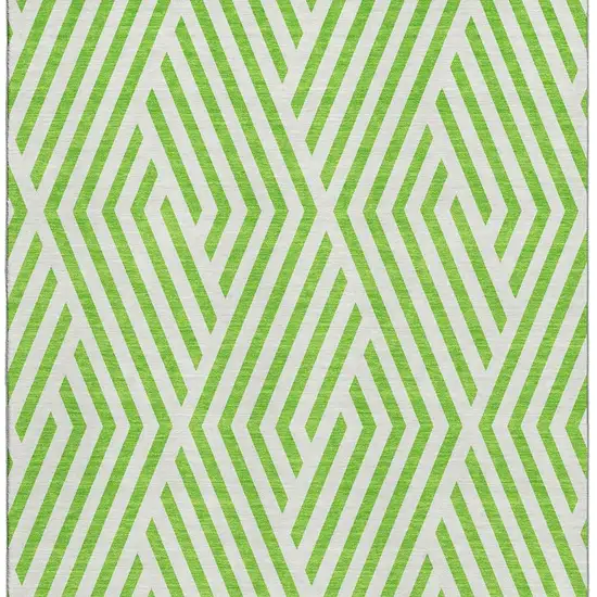 Lime Green And Ivory Geometric Washable Area Rug With UV Protection Photo 4